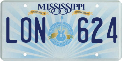 MS license plate LON624