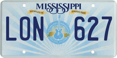 MS license plate LON627