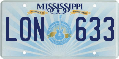 MS license plate LON633