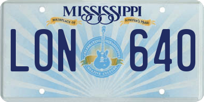 MS license plate LON640