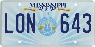 MS license plate LON643