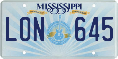 MS license plate LON645