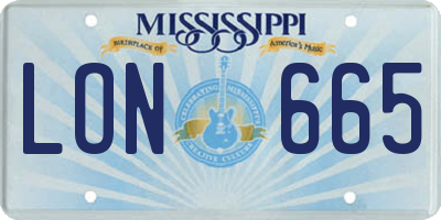 MS license plate LON665