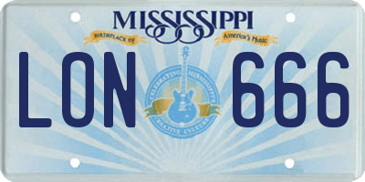 MS license plate LON666