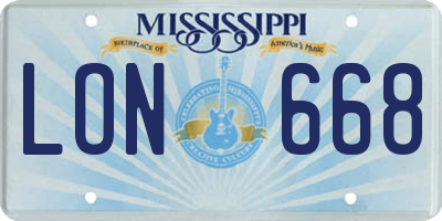 MS license plate LON668