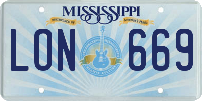 MS license plate LON669