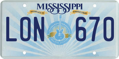 MS license plate LON670