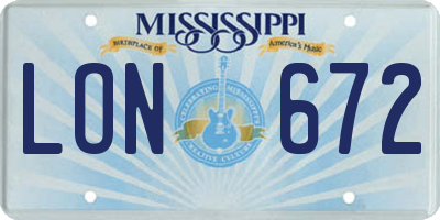 MS license plate LON672