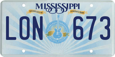 MS license plate LON673