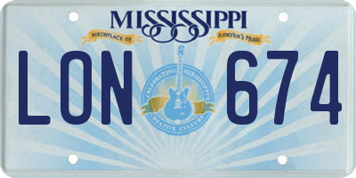 MS license plate LON674