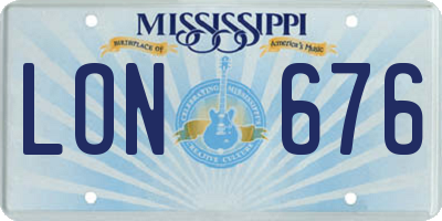 MS license plate LON676