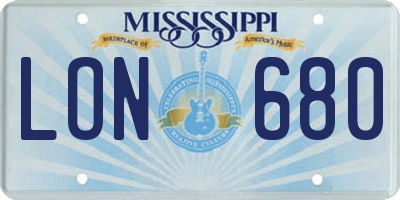 MS license plate LON680