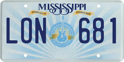 MS license plate LON681