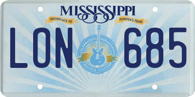 MS license plate LON685