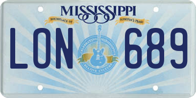 MS license plate LON689