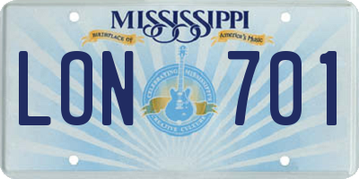 MS license plate LON701
