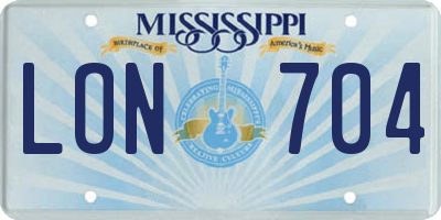 MS license plate LON704