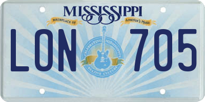 MS license plate LON705