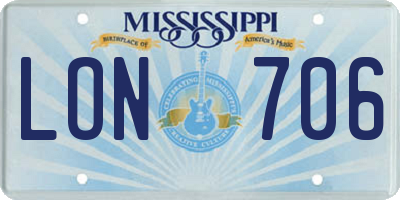 MS license plate LON706