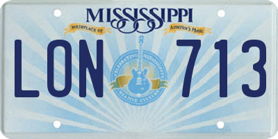 MS license plate LON713