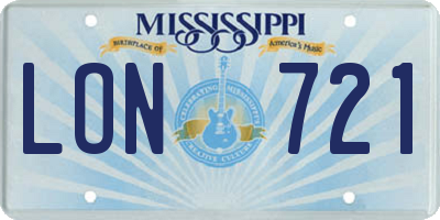 MS license plate LON721