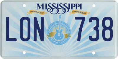 MS license plate LON738