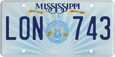 MS license plate LON743
