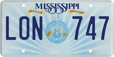 MS license plate LON747