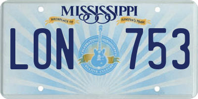 MS license plate LON753