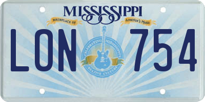 MS license plate LON754