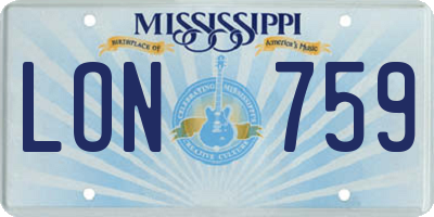 MS license plate LON759