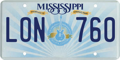 MS license plate LON760