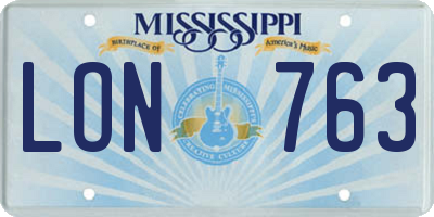 MS license plate LON763