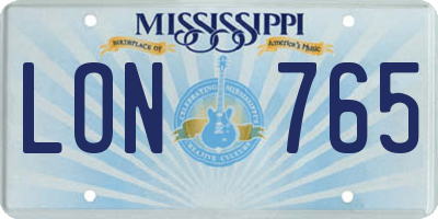 MS license plate LON765