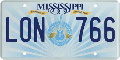 MS license plate LON766