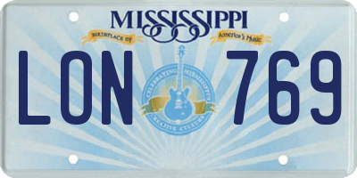 MS license plate LON769