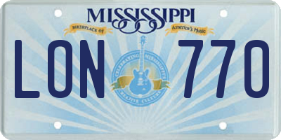MS license plate LON770