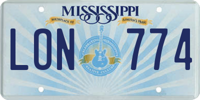 MS license plate LON774