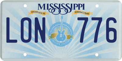 MS license plate LON776