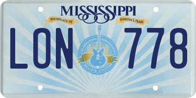 MS license plate LON778