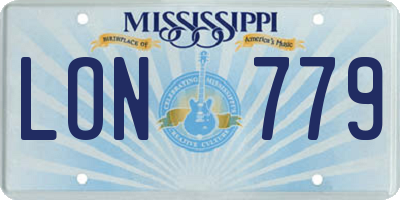 MS license plate LON779