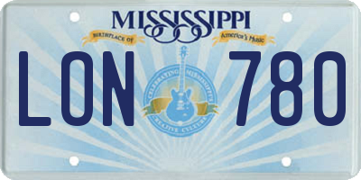 MS license plate LON780