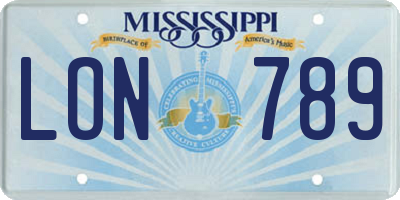 MS license plate LON789