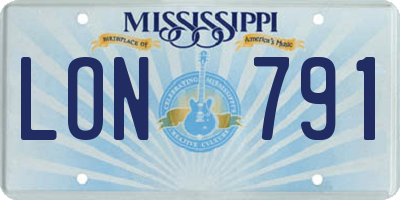 MS license plate LON791