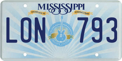 MS license plate LON793