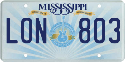 MS license plate LON803