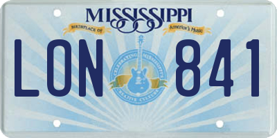 MS license plate LON841