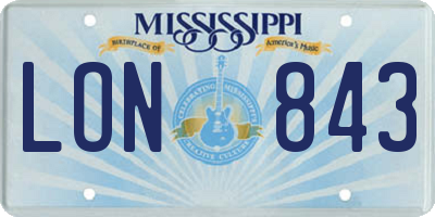 MS license plate LON843