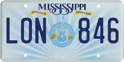 MS license plate LON846