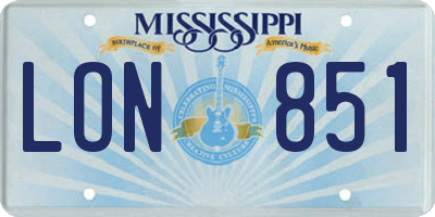 MS license plate LON851